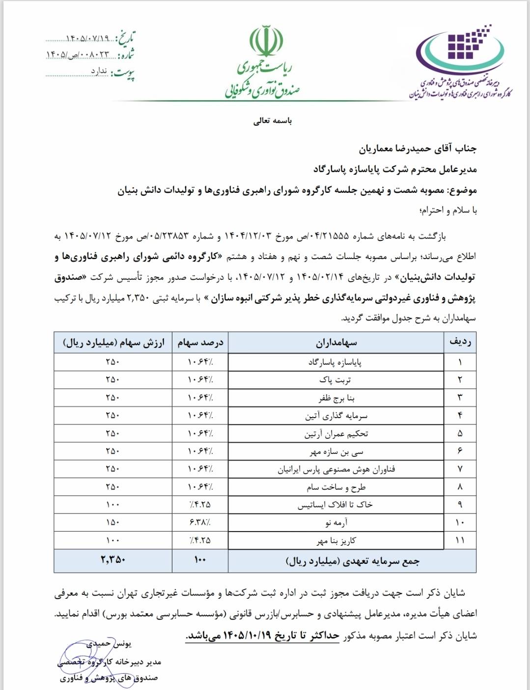 موافقت صندوق